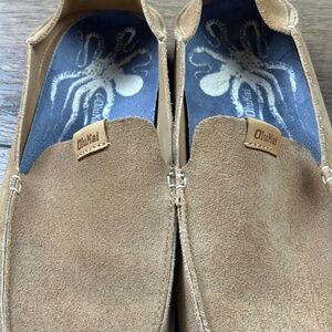Olukai Nalukai Kala Leather Men's Slip On Size 11, Suede, Tan, Loafer, Fall